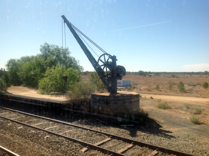 Loading crane at Ivanhoe Station NSW March 2016